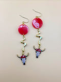 Bull Skull Charm Earings