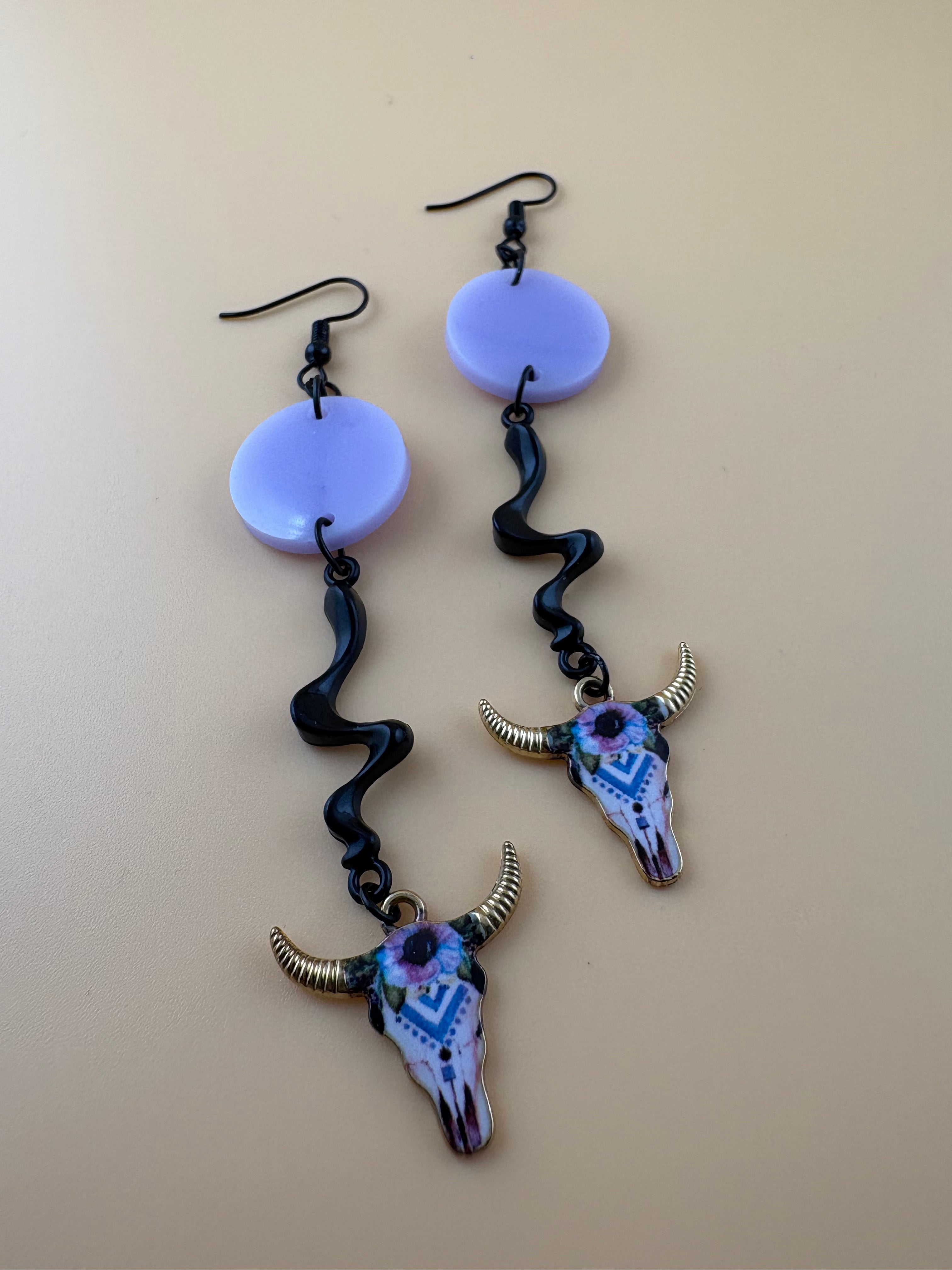 Bull Skull Charm Earrings